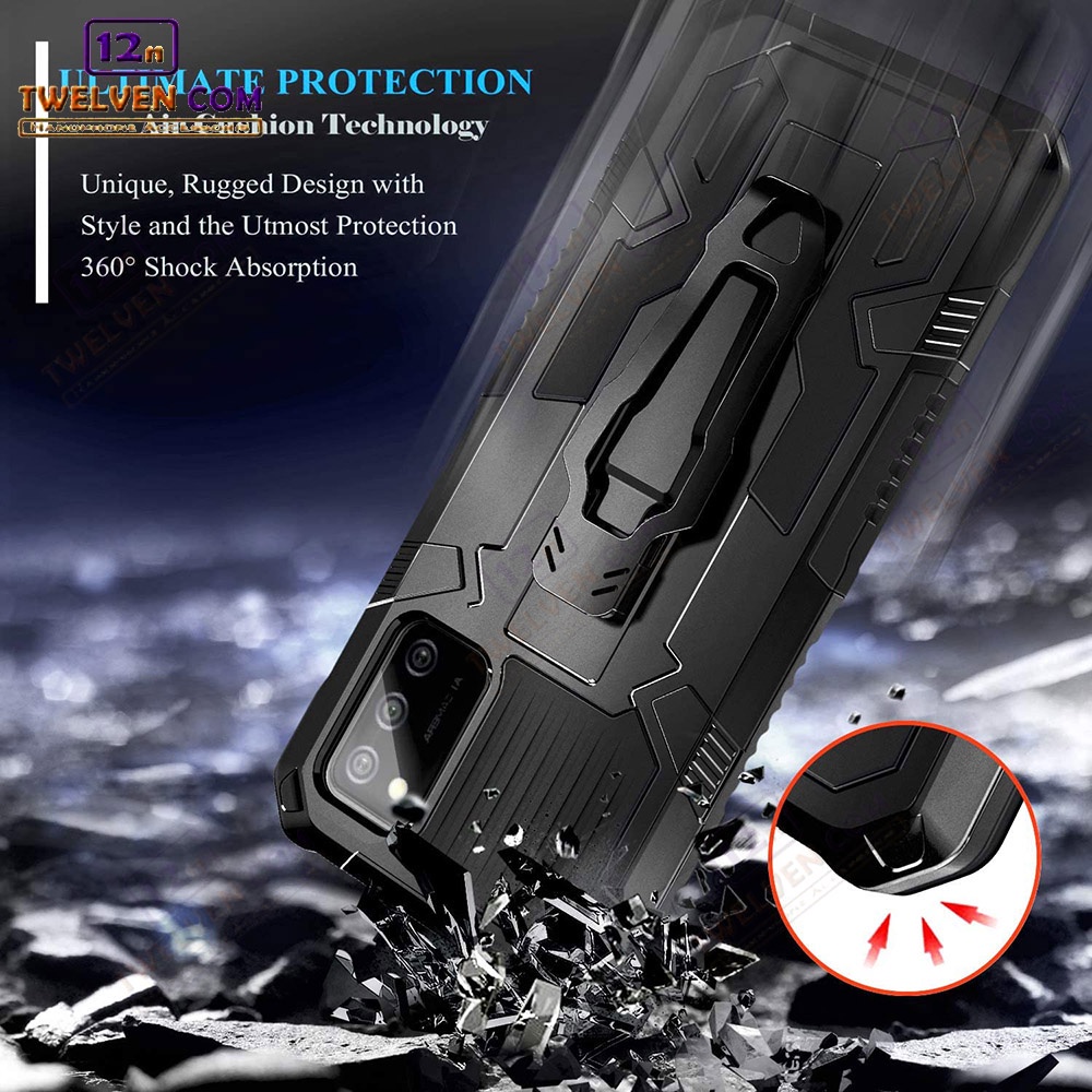 Case Shockproof Samsung A02s Armor Hardcase Stand Clip