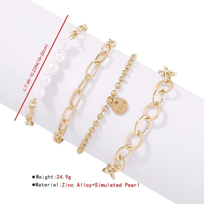 Gelang Rantai MultiLayer Hias Mutiara Gaya Punk Bohemian Untuk Wanita