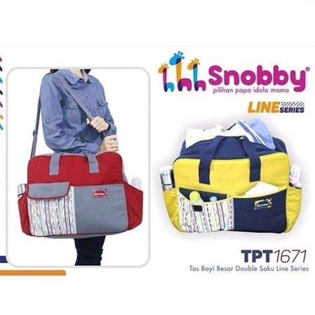 MOMS_ Tas Bayi Besar Snobby Double Saku Line Series TPT 1671 &amp; Tas kecil Snobby TPT1672