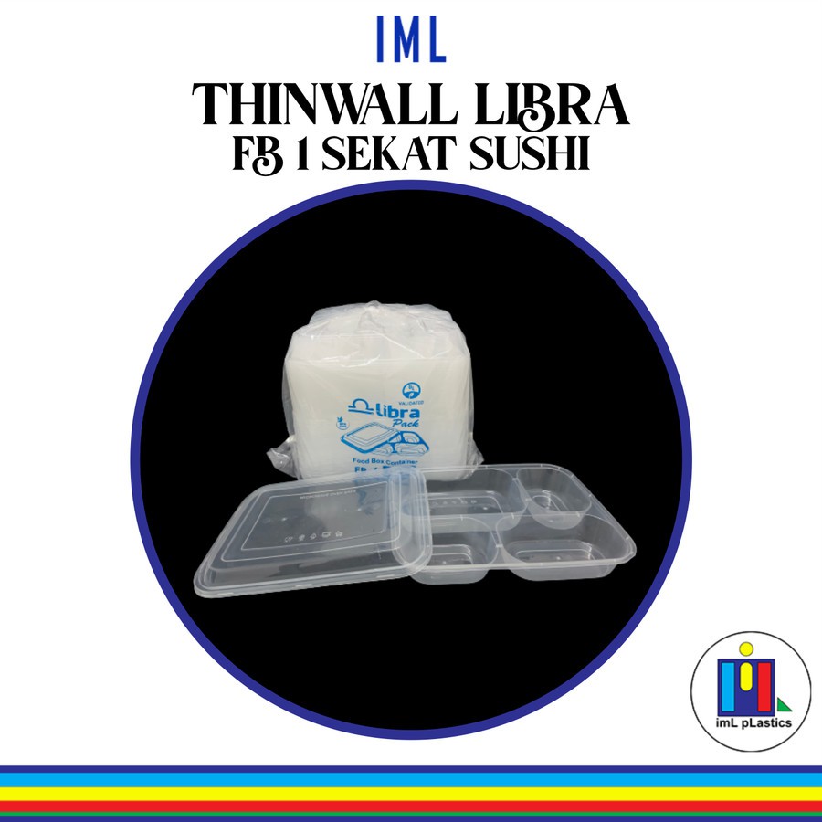 Kotak Makan Plastik THINWALL LIBRA FB 1 SEKAT SUSHI - satu set 25pcs