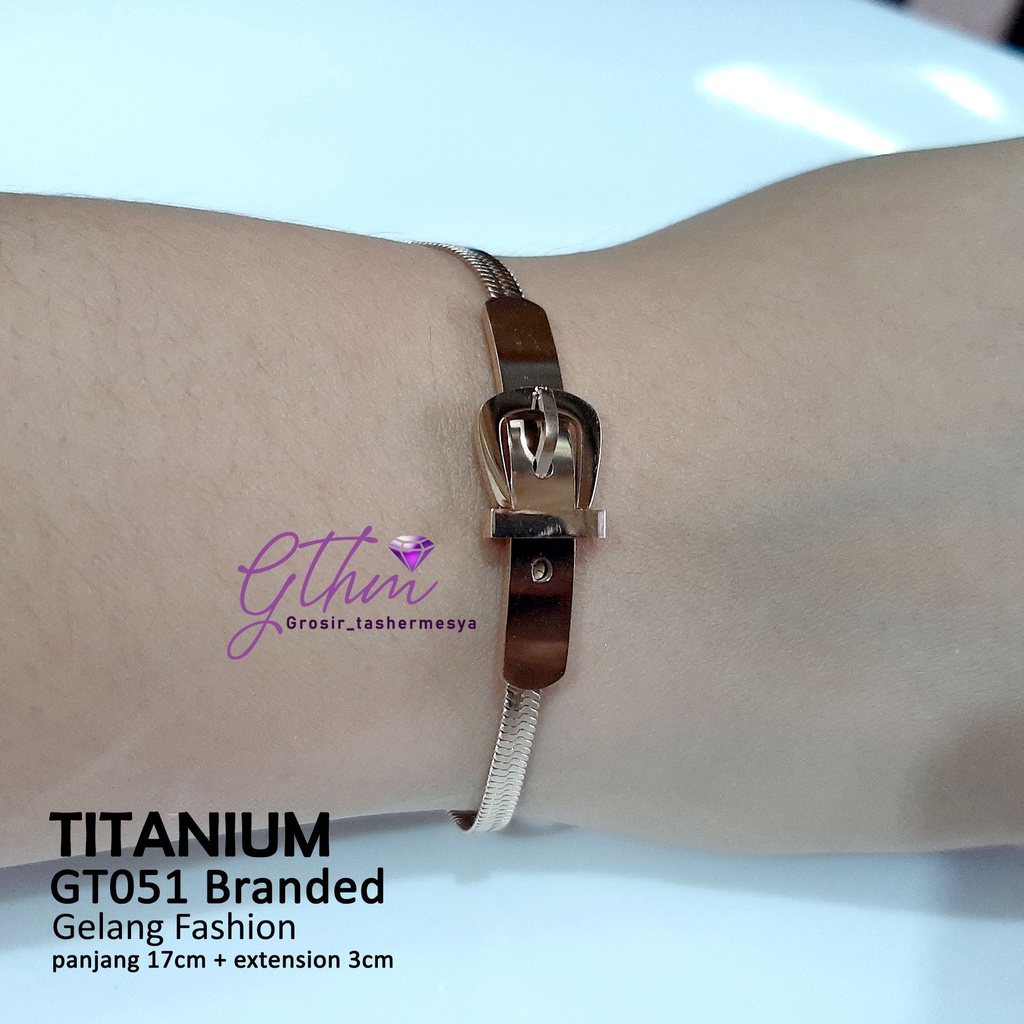 Gelang Titanium Branded H Belt Perhiasan Fashion Import Premium GT055 GTHM