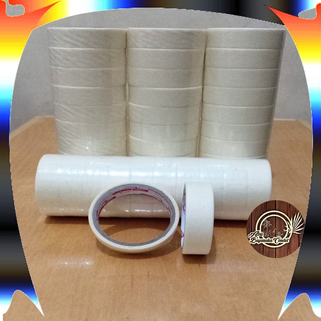 Jual Solasi Kertas Masking Tape Kecil Ukuran 3/4 inch 15mm Diameter 53mm Panjang 3 Meter