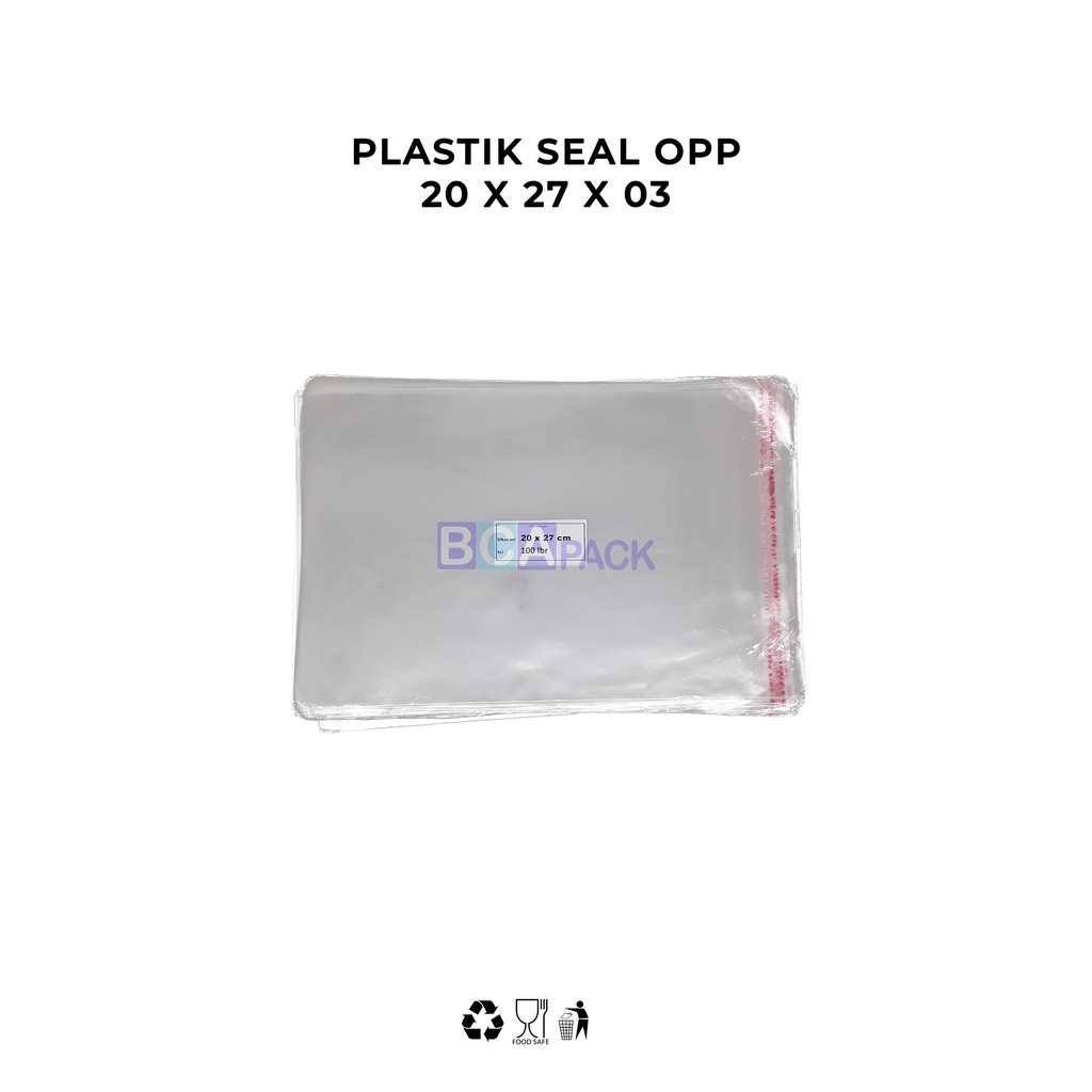 

PLASTIK SEAL OPP 20 X 27 X 03 - PLASTIK KEMASAN BENING ISI 100 LEMBAR