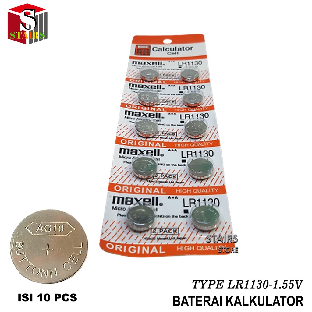 Baterai Kancing Micro Alkaline 1.55v LR 1130  For Calculator Cell Isi 10pcs