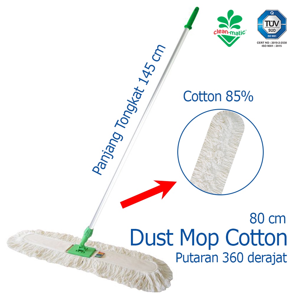 Pendorong Debu Dust Mop Cotton 80 cm Kain Pel Cotton Cleanmatic 211463