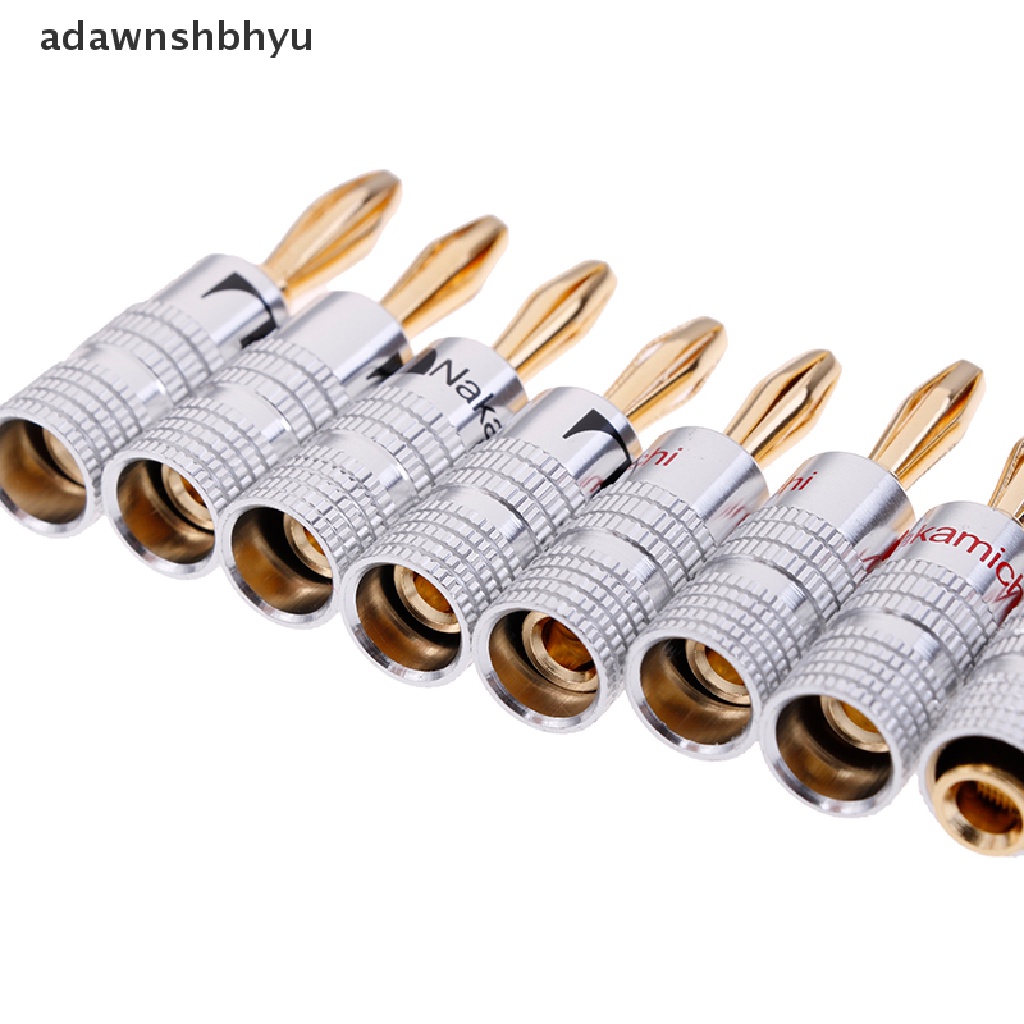Adawnshbhyu 4pcs 2pasang Konektor Jack Audio Colokan Pisang Speaker Lapis Emas 24K