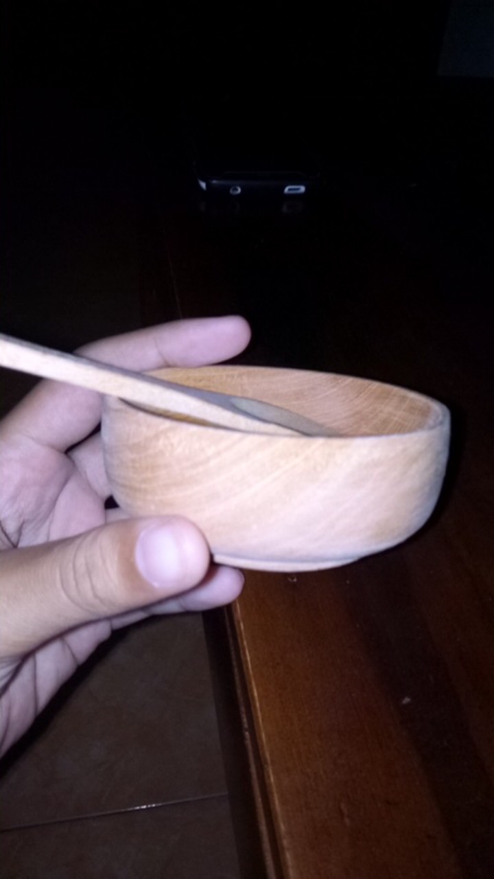 1 Set Mangkok Kayu Dmt 8cm + Sendok Pj 10cm Atau 12cm / Mangkok Masker/ Mangkok Sambal