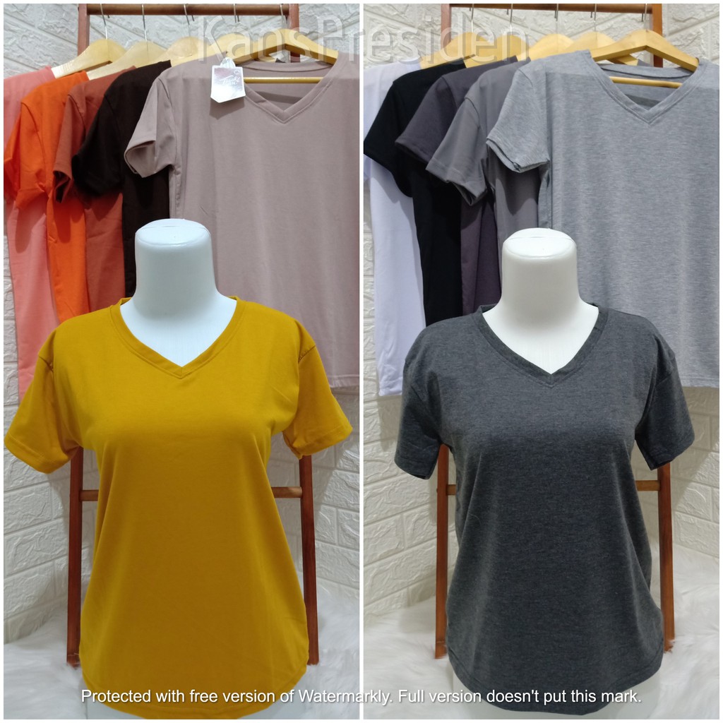 KaosPresiden - Kaos Polos Vneck/Atasan Wanita Lengan Pendek/Tshirt Cewek/01