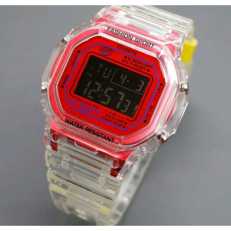 Jam Tangan Transparan Jam Tangan Favorite DW 5600 Jam Tangan Pria Transparan Tahan Air Berenang