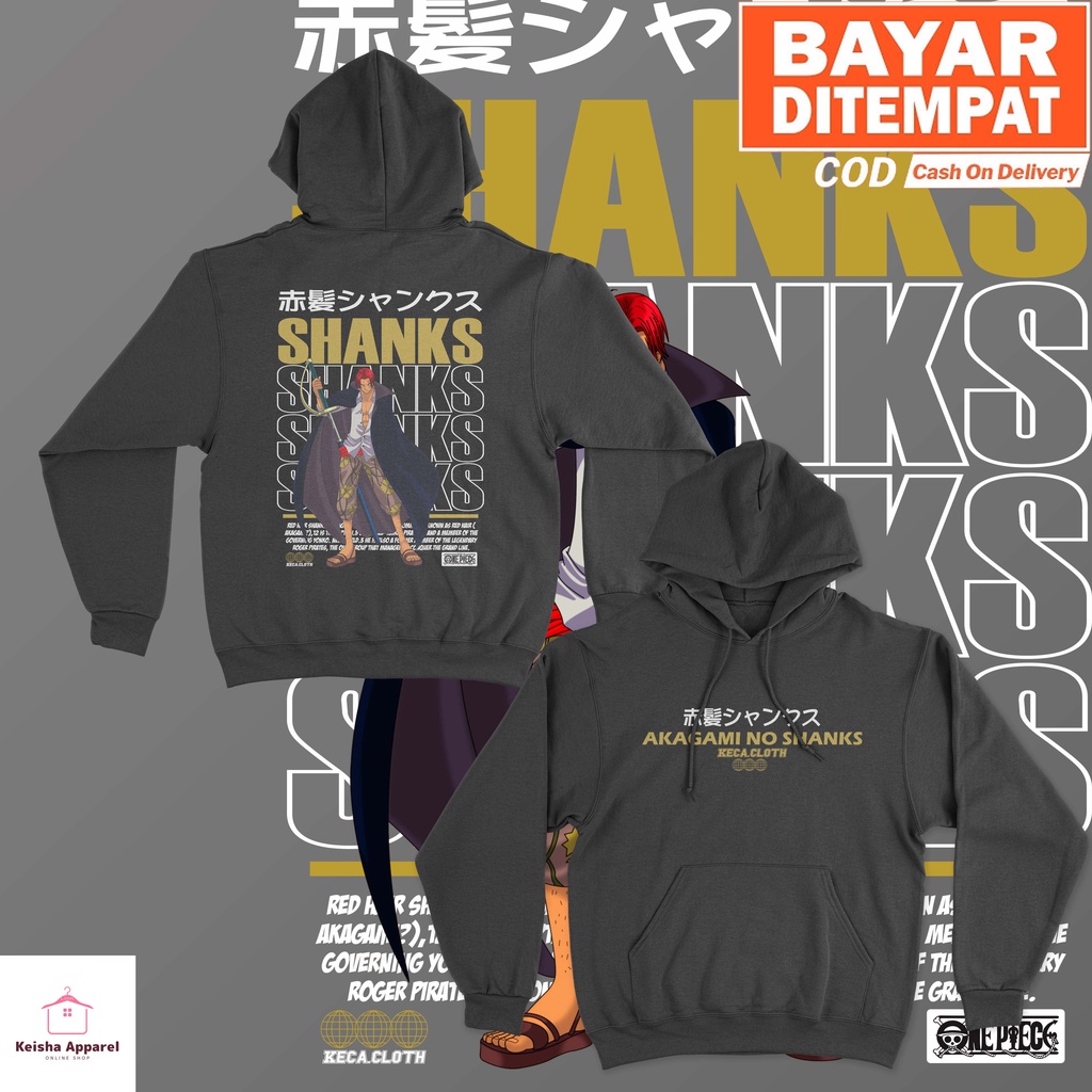 JAKET HOODIE ANIME ONE PIECE SHANKS HOODIE SHANKS PRIA WANITA