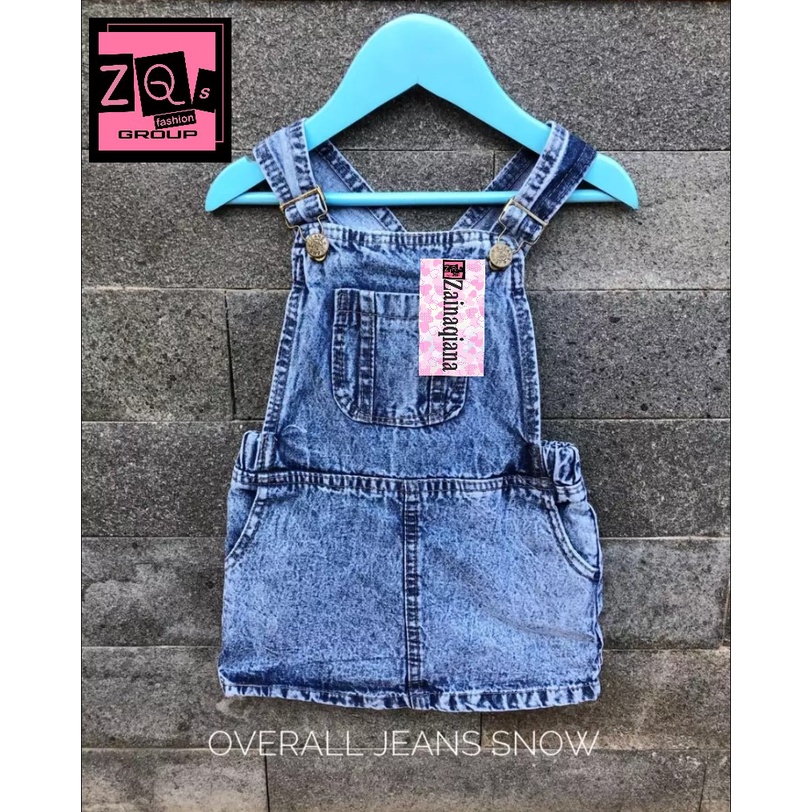 Overall Rok Sepan Jeans Anak Snow / Overall Anak Jeans Washed / Jumpsuit Jeans Anak