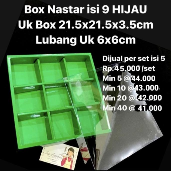 

[COD] Box Nastar Isi 9 HIJAU Lubang Uk 6x6cm DIJUAL PER PAK ISI 5 BOX [COD]