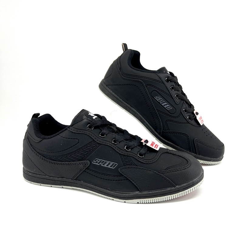 Sepatu Sekolah Hitam Polos SPEED by LOGGO ALL FRONTIER LO KAIKA / LO KAMIL / LO KAIPO / LO KABIL (37-42)