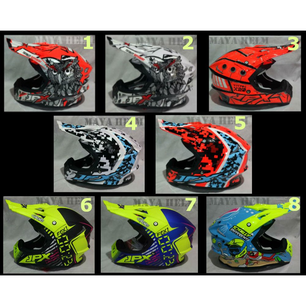helm jpx cross sticker full face motif corak Limited