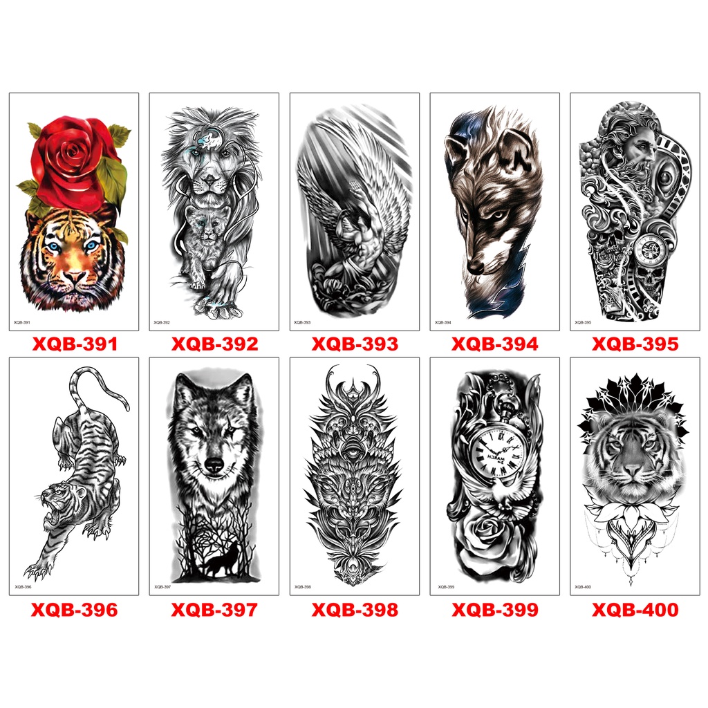 tato temporer grosir XQB-361 - XQB-380 ukuran 21x11.4cm setengah lengan tattoo temporary tatto tatoo