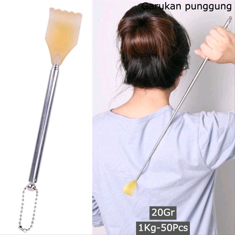 Garukan punggung bentuk tangan bahan stainless plastik