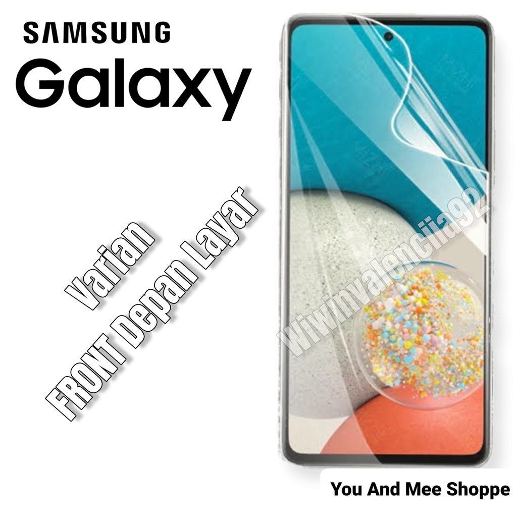 Hydrogel Clear Front-Back SAMSUNG A14 A53 A54 A33 A73 A23 A13 A52 A52S A72 A32 A34 A22 M14 M33 M53 M23 M13 M32 Hidrogel Full Cover-Ful Coverage Bening Glossy-Glosy Jelly Hydro Depan-Belakang Antigores-Anti Gores Transparan-Transparent Tipis-Bagus-4G 5G S