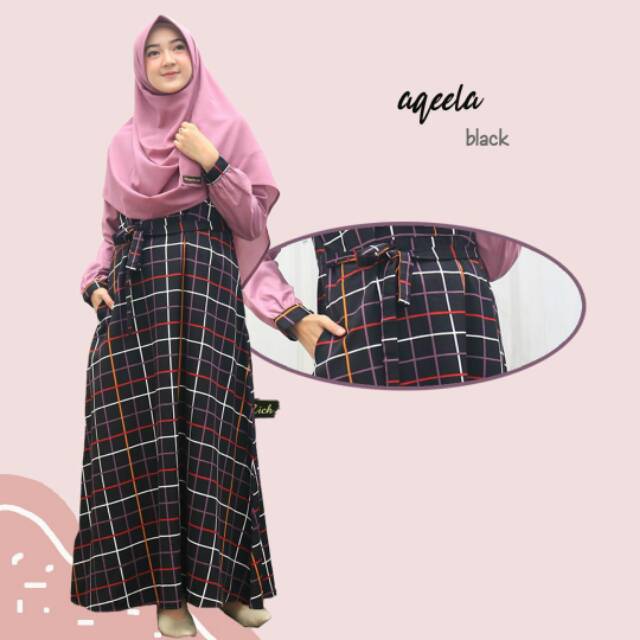 Gamis Aqeela original RISKIRICH/gamis motif/ gamis kotak/ready stock