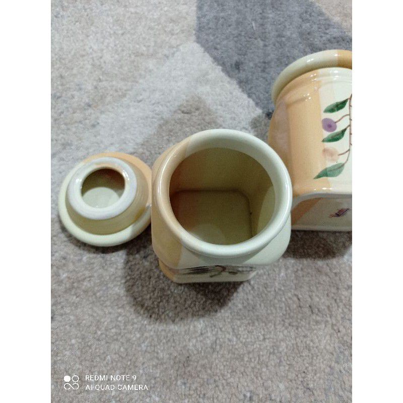 3 Pcs CANISTER KERAMIK / WADAH GULA / TEMPAT BUMBU