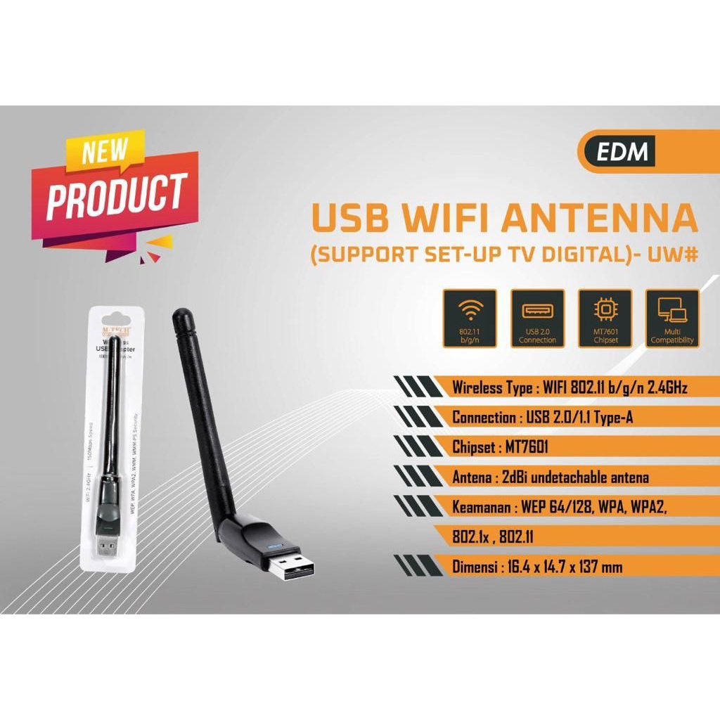 M-TECH USB Wifi Dongle MT7601 Adapter Antena Set Top Box