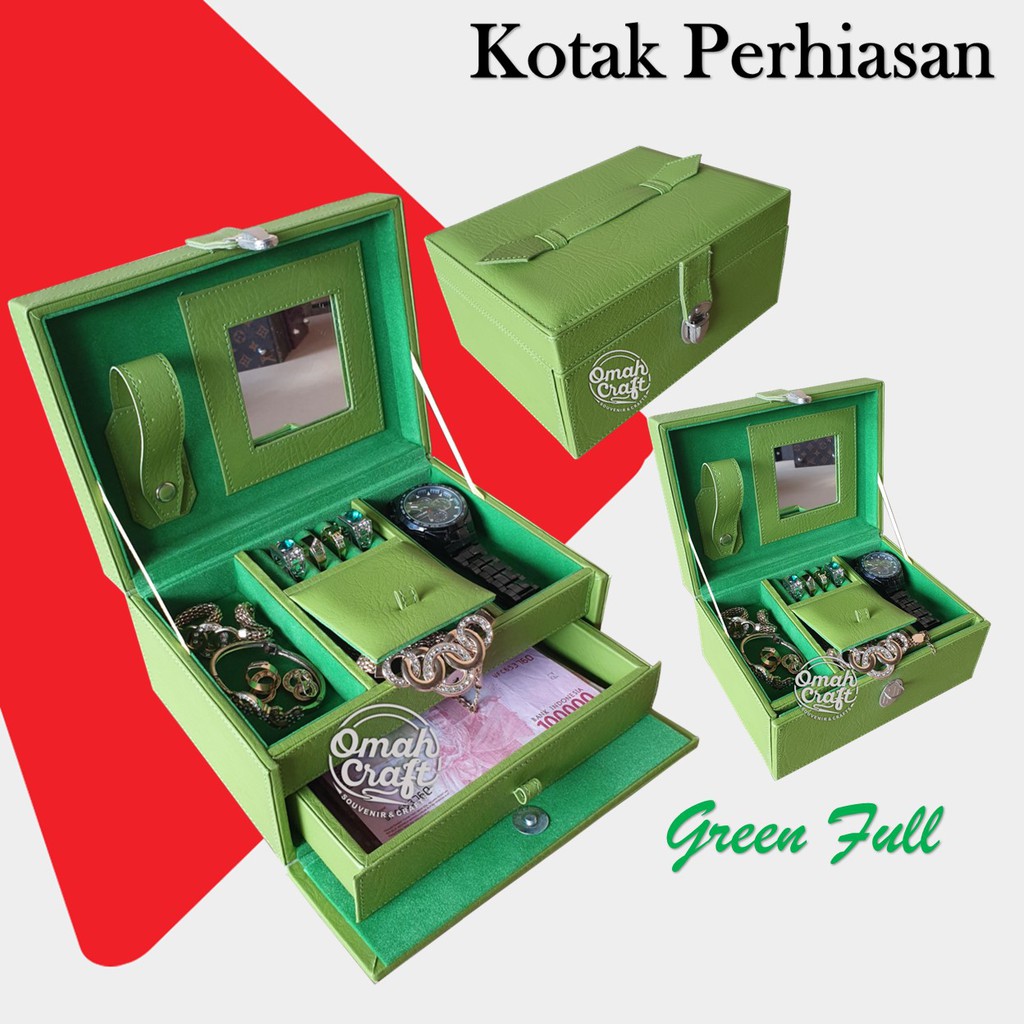 HIJAU FULL - Tempat Perhiasan Kalng Gelang Emas / Jewelry Box and Accesries