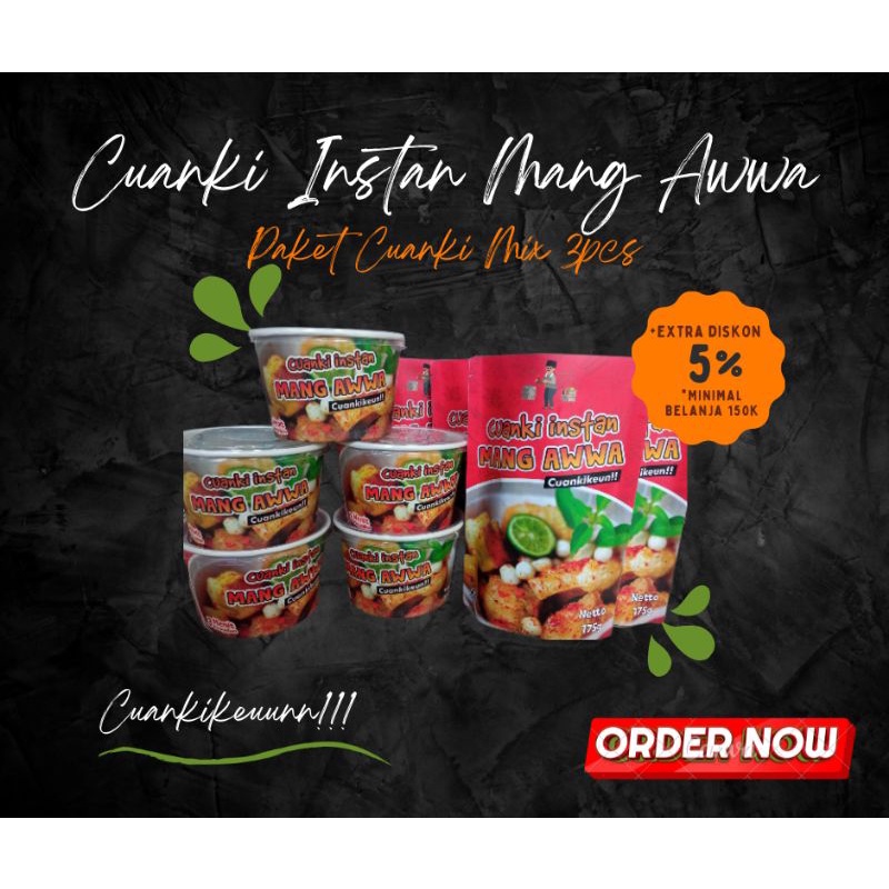 

Paket Cuanki Instan Mang Awwa Mix 3pcs Cemilan Khas Bandung Termurah