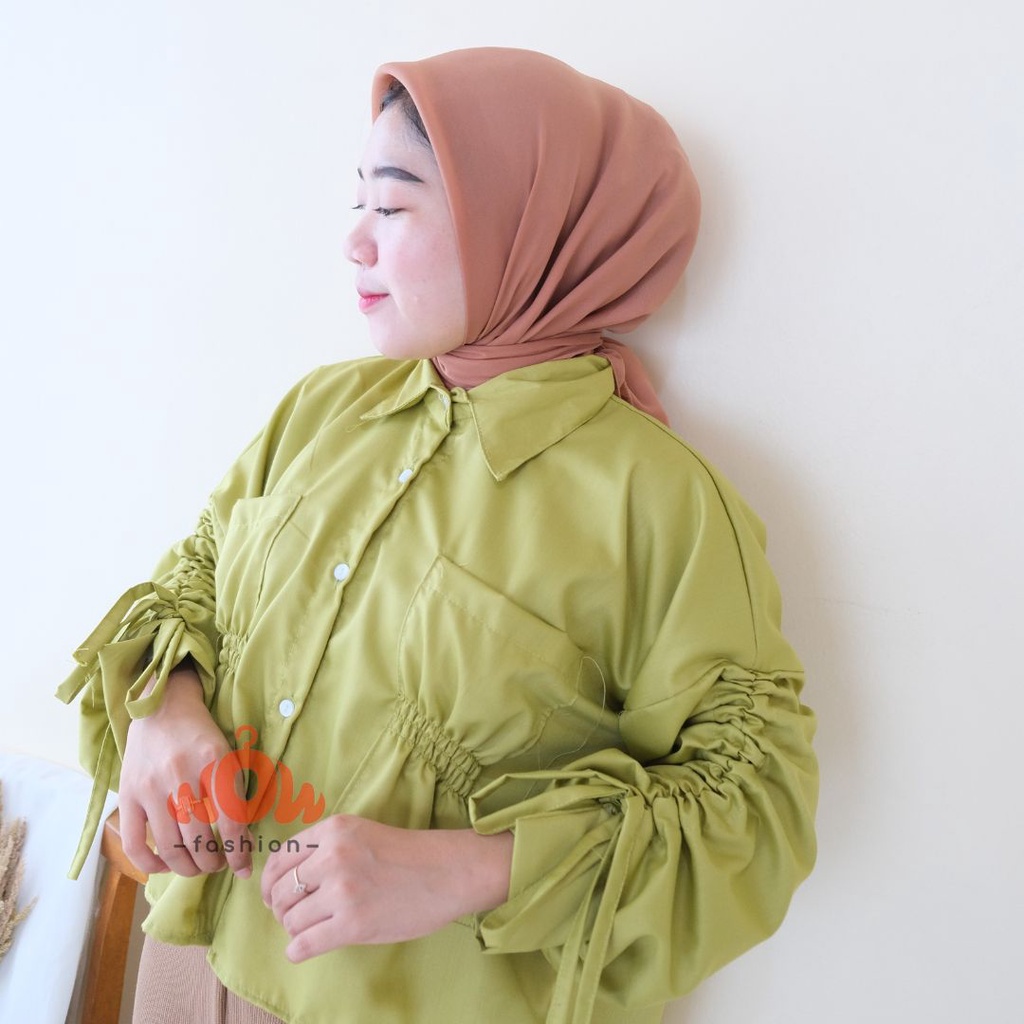 WOW-Gea Kemeja Crop - Kemeja Serut - Kemeja Katun Toyobo - Atasan Lucu