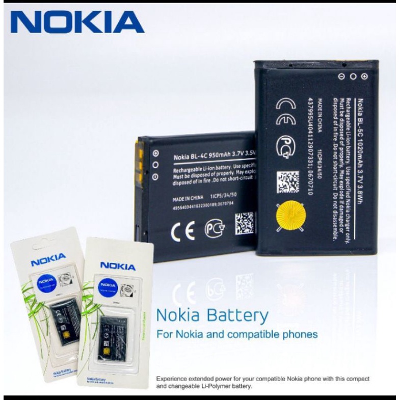 Baterai  Nokia BL 4C/ BL 5C Original 99'9%