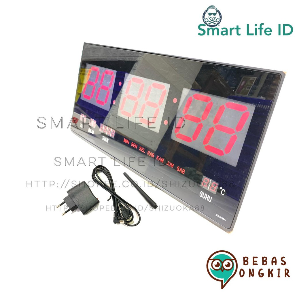 Jam Dinding LED Digital Clock Jam Meja Dekorasi Hiasan Dinding Rumah XY 4622 Merah