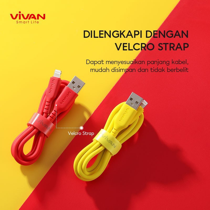 Kabel Data iPhone Lightning 2.4A VIVAN VSL100 Quick Charge 1M - Garansi Resmi 1 Tahun