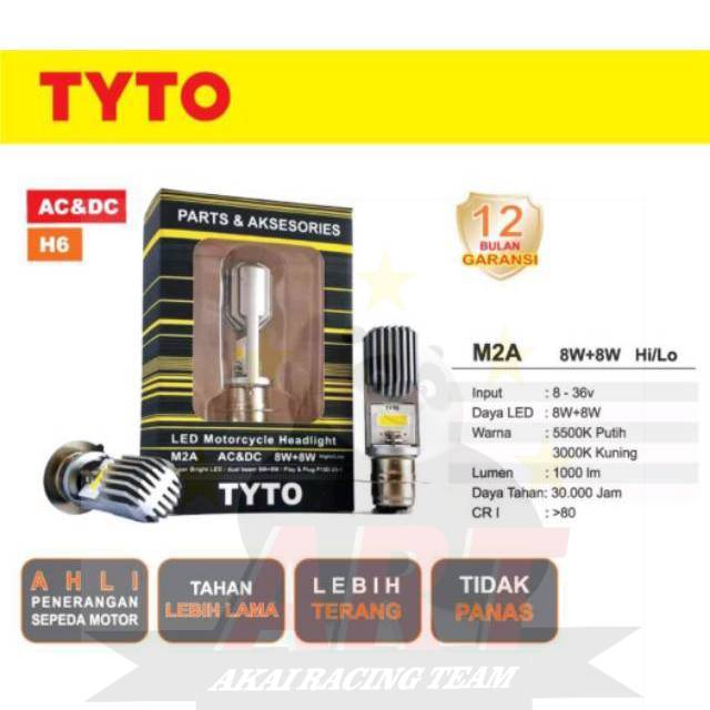 Bohlam Lampu Led Motor Tyto Original Type H6 Universal / Lampu Motor Led Tyto