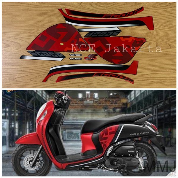 STICKER STRIPING SCOOPY SPORTY 2021 MERAH HITAM