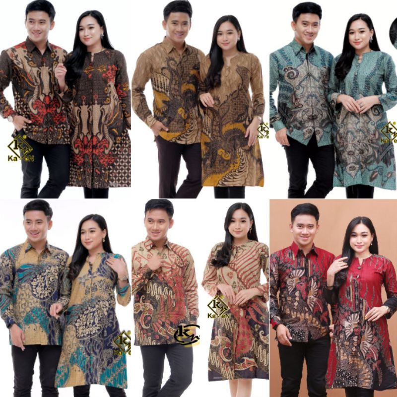 Baju Couple Batik Kemeja Tunik Busui Seragam Atasan Batik Wanita Navbor Yelbor Modern Maura Couple Sania Ruffle Batik Wanita ASJ SA HRB026 Kenongo