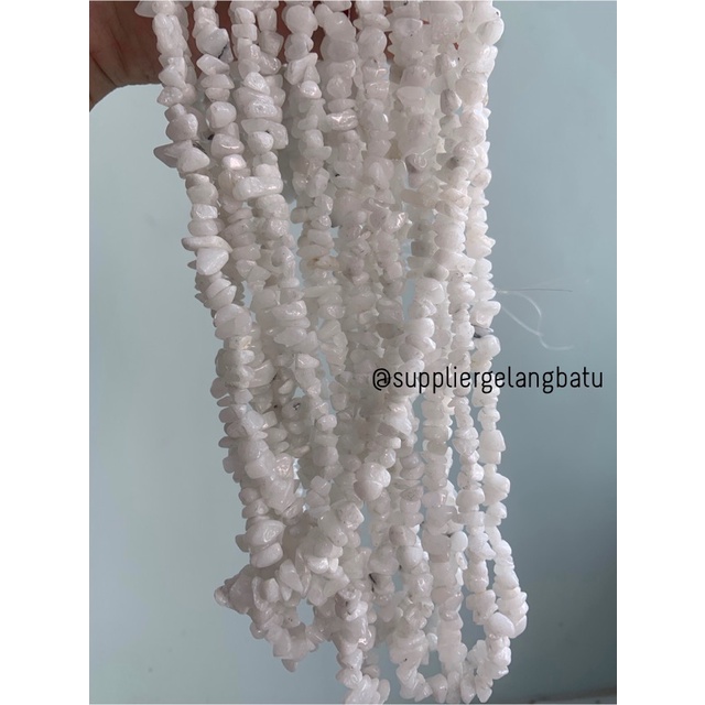 kerikil Batu alam white agate putih 1cm bahan aksesoris craft agatis