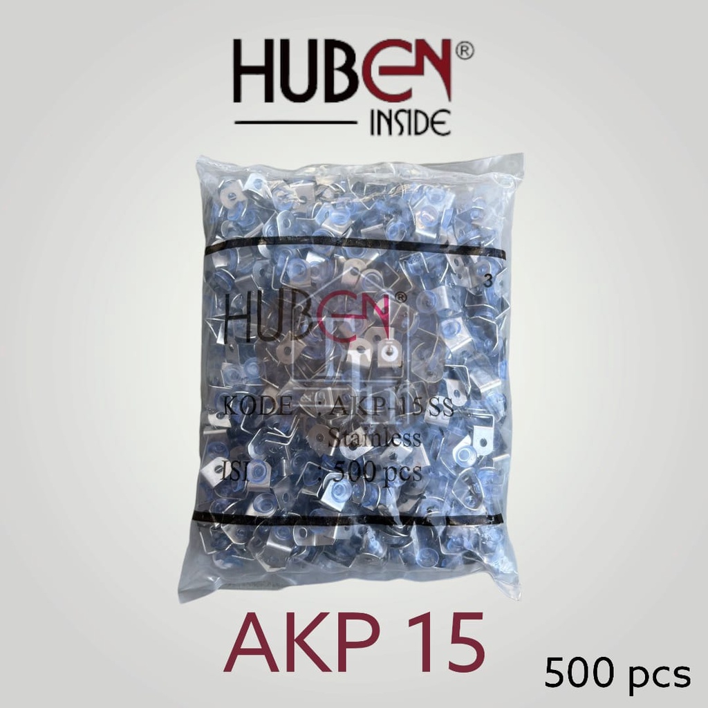 AMBALAN SIKU RAK KACA HUBEN AKP-15 SS STAINLESS STEEL PER BUNGKUS isi 500pcs