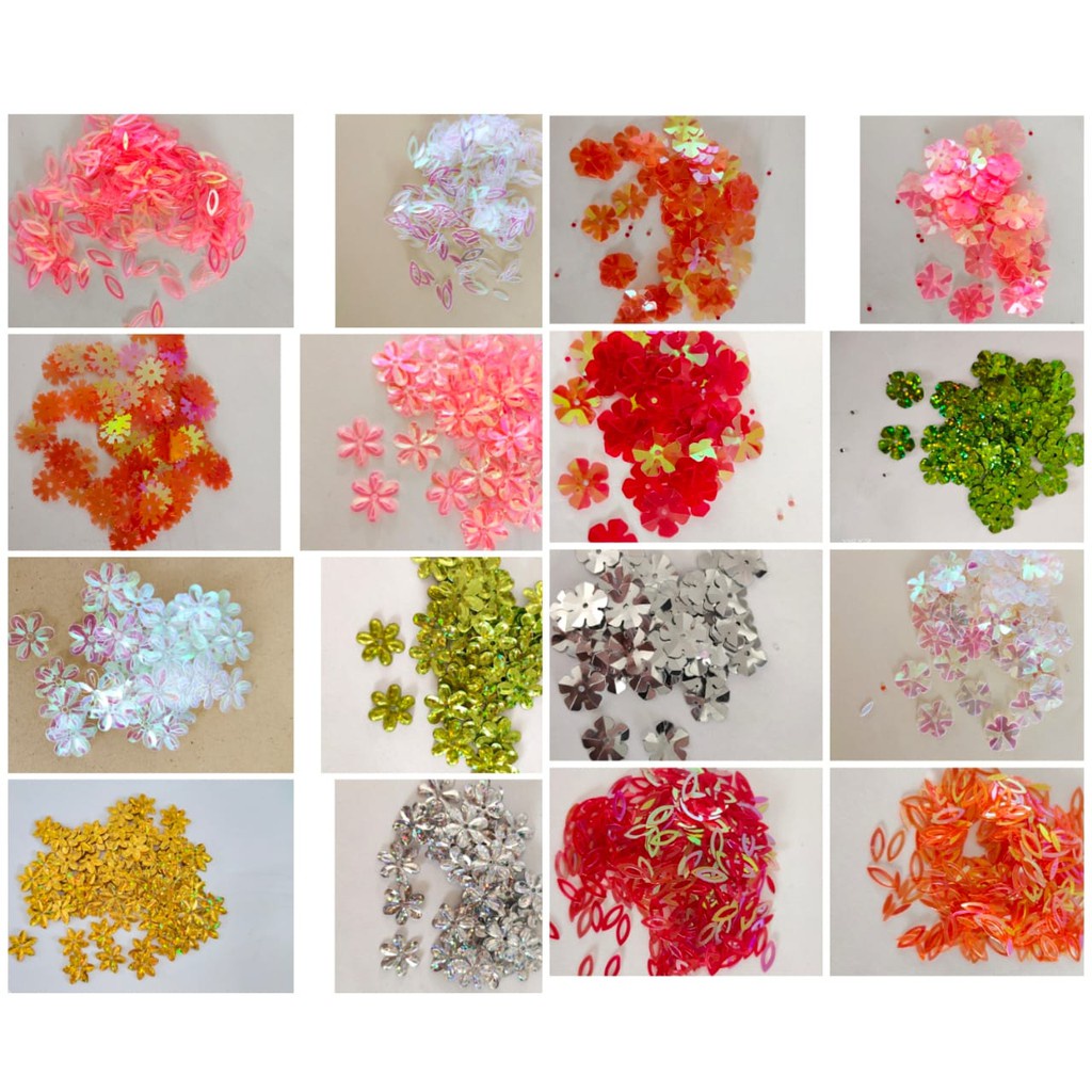 8of8 Manik manik - mote - squin - payet bunga gepeng - ramboci -per bungkus - craft