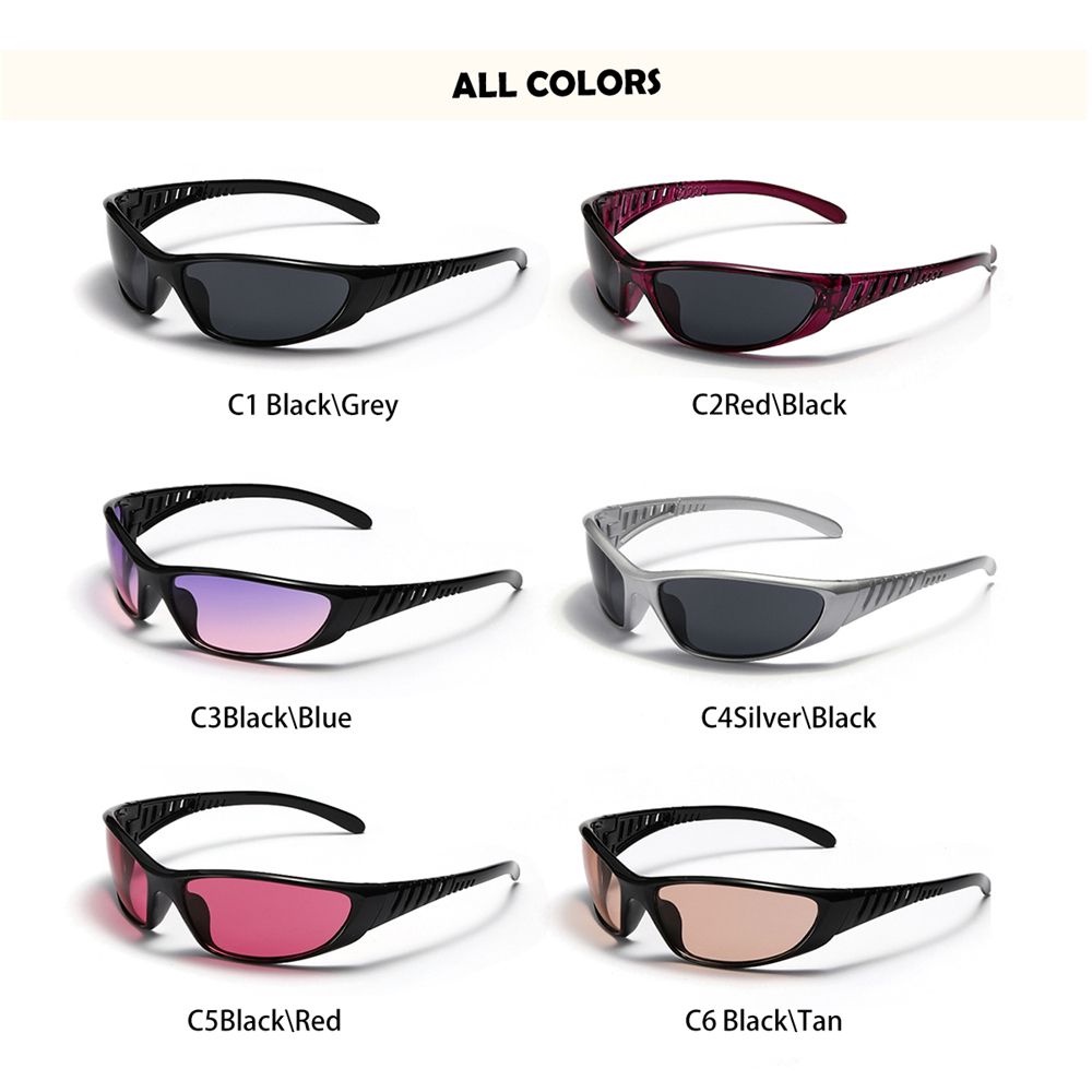 Y2K Sunglasses for Men Women Punk Trendy Oval Shades UV400 Goggles Cycling Driving Fishing Eyewear