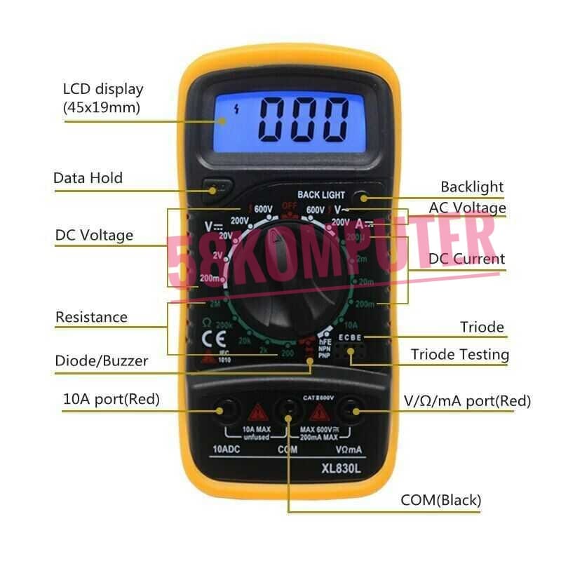 Multimeter Digital Volt Meter Digital Tester Digital Multitester Aneng DT9205A Paket lengkap