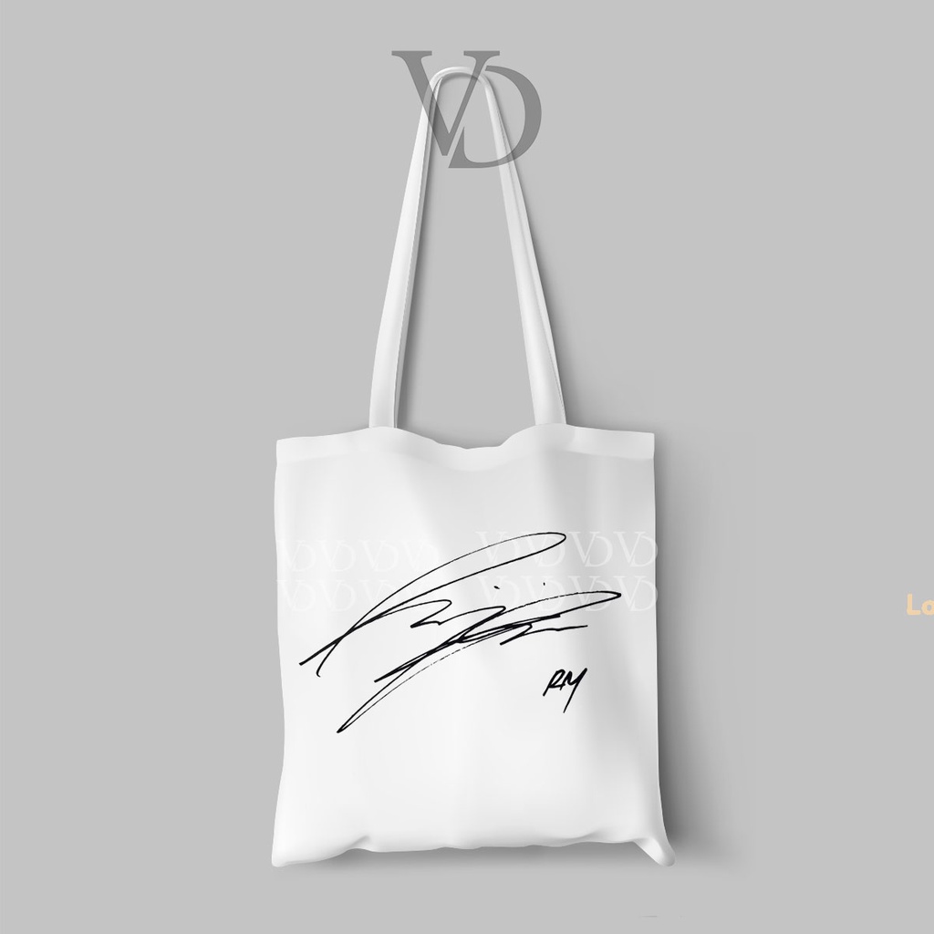 TOTE BAG BAHAN KANVAS MOTIF KOREAN signature / totebag kpop