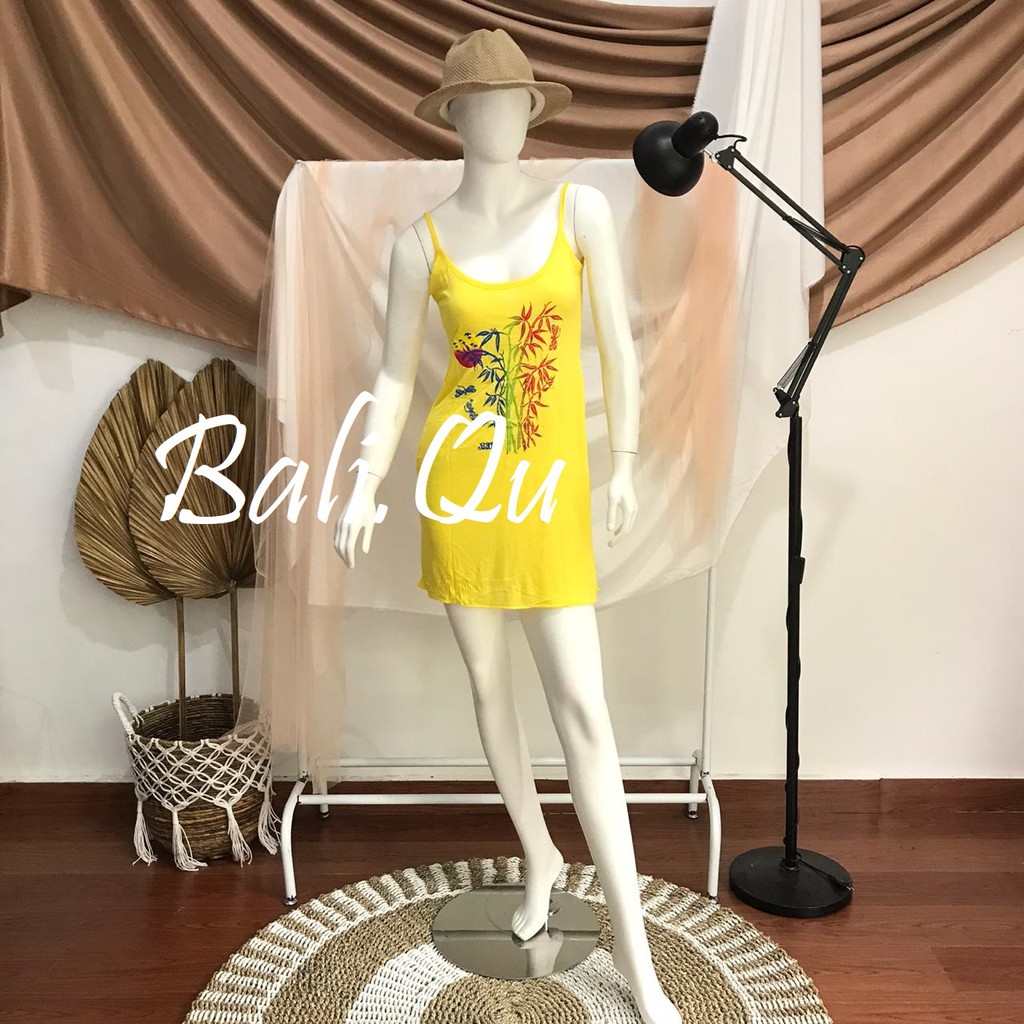 Daster  Tali Satu Sablon Bambu Bali-KUNING STABILO