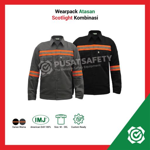 Baju Safety Wearpack Atasan Lengan Panjang Kombinasi Scotlight IMJ M-4XL