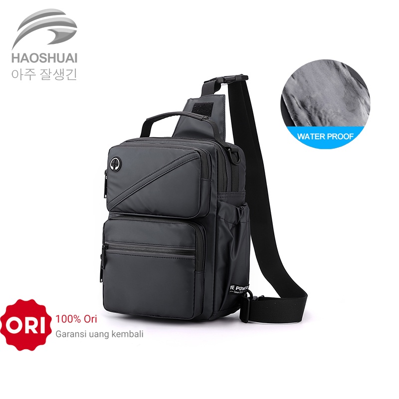 Tas Selempang Pria HAOSHUAI 1100-50 Tas Ransel Pria Anti Air Bahan Dolby Lotto Coated
