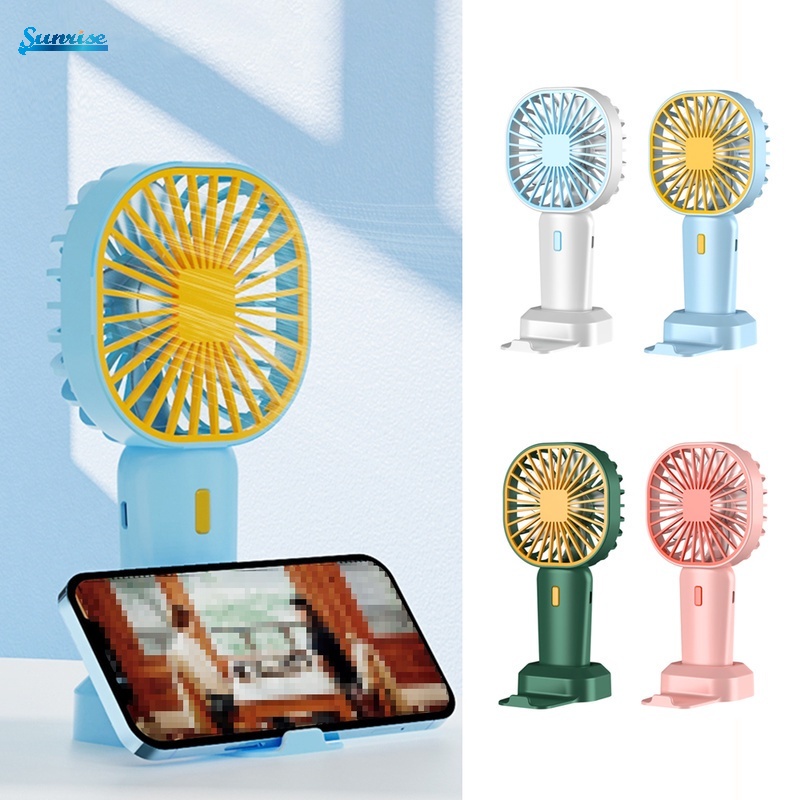 Kipas Angin Mini Handheld / Meja Usb Rechargeable Hening 3-kecepatan Dengan Base Support