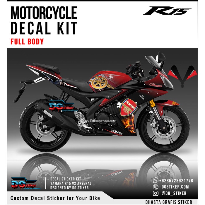 Decal Sticker R15 V2 Hitam Arsenal DG Stiker