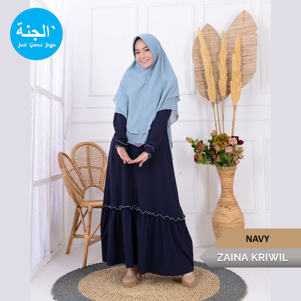 Gamis Zaina Kriwil ELHURRIYAH Gamis Syari Casual Dan Cantik Ukuran S s/d XXL