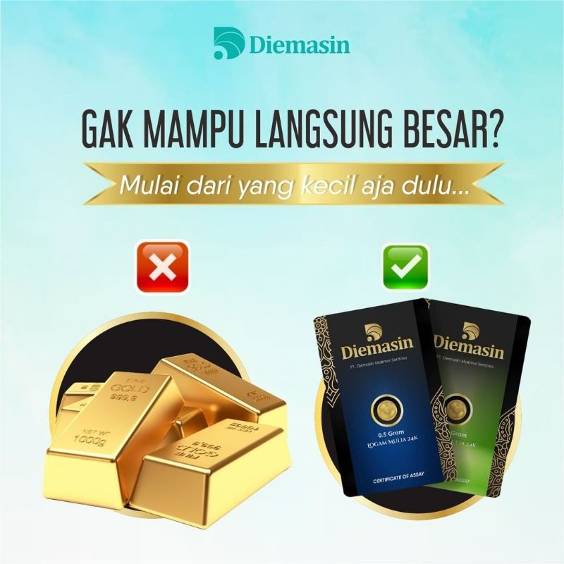 DIEMASIN 0.002 Gram Logam Mulia 24 Karat. Souvenir. Gift