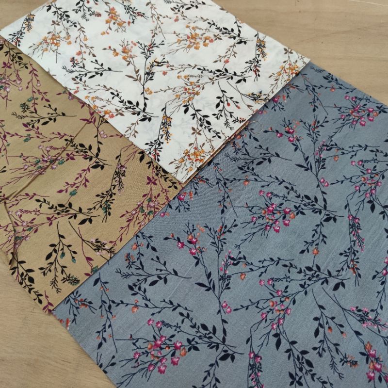 Kain Katun Jepang Meteran Motif Bunga Kecil untuk Gamis / Blouse / Tunik / Atasan