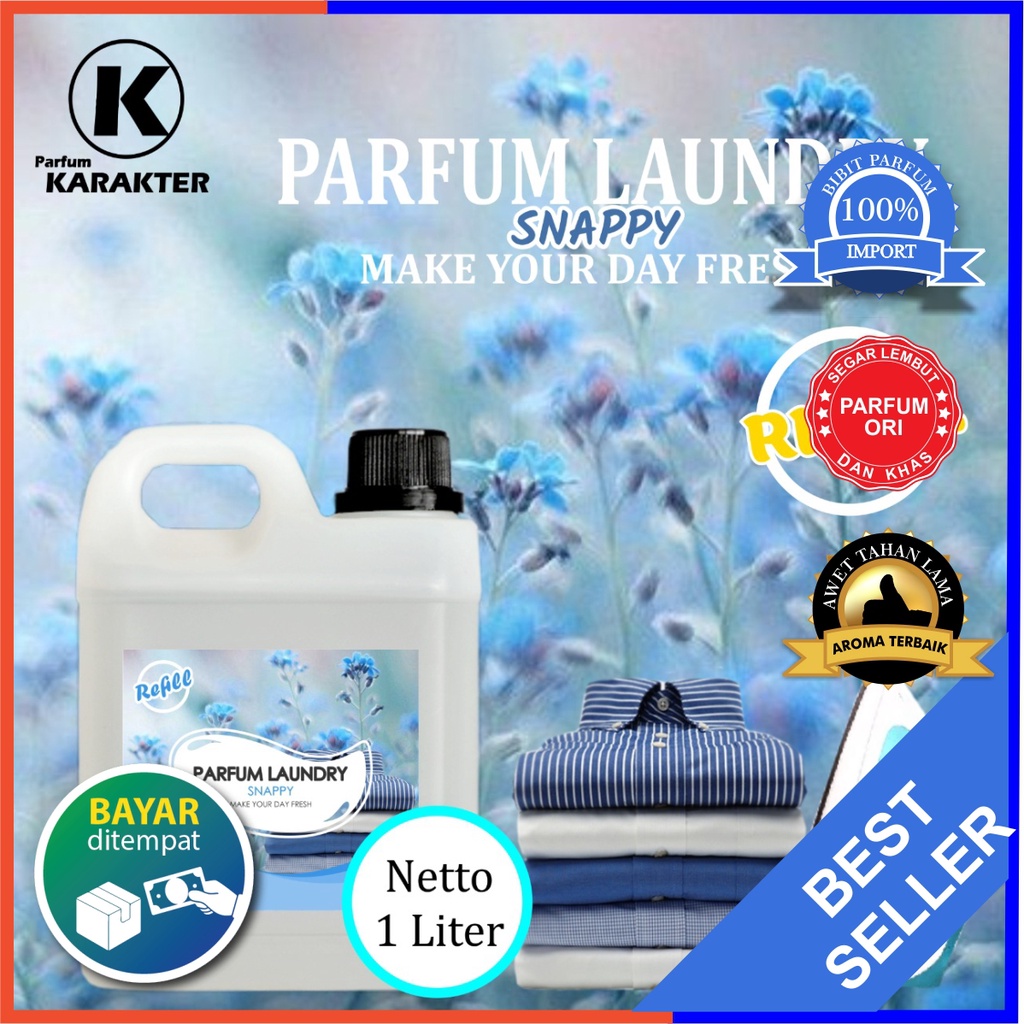 Parfum Laundry Snappy 1 Liter | Pewangi Laundry Pakaian Harum Wangi Tahan Lama | Terlaris | Bisa Cod