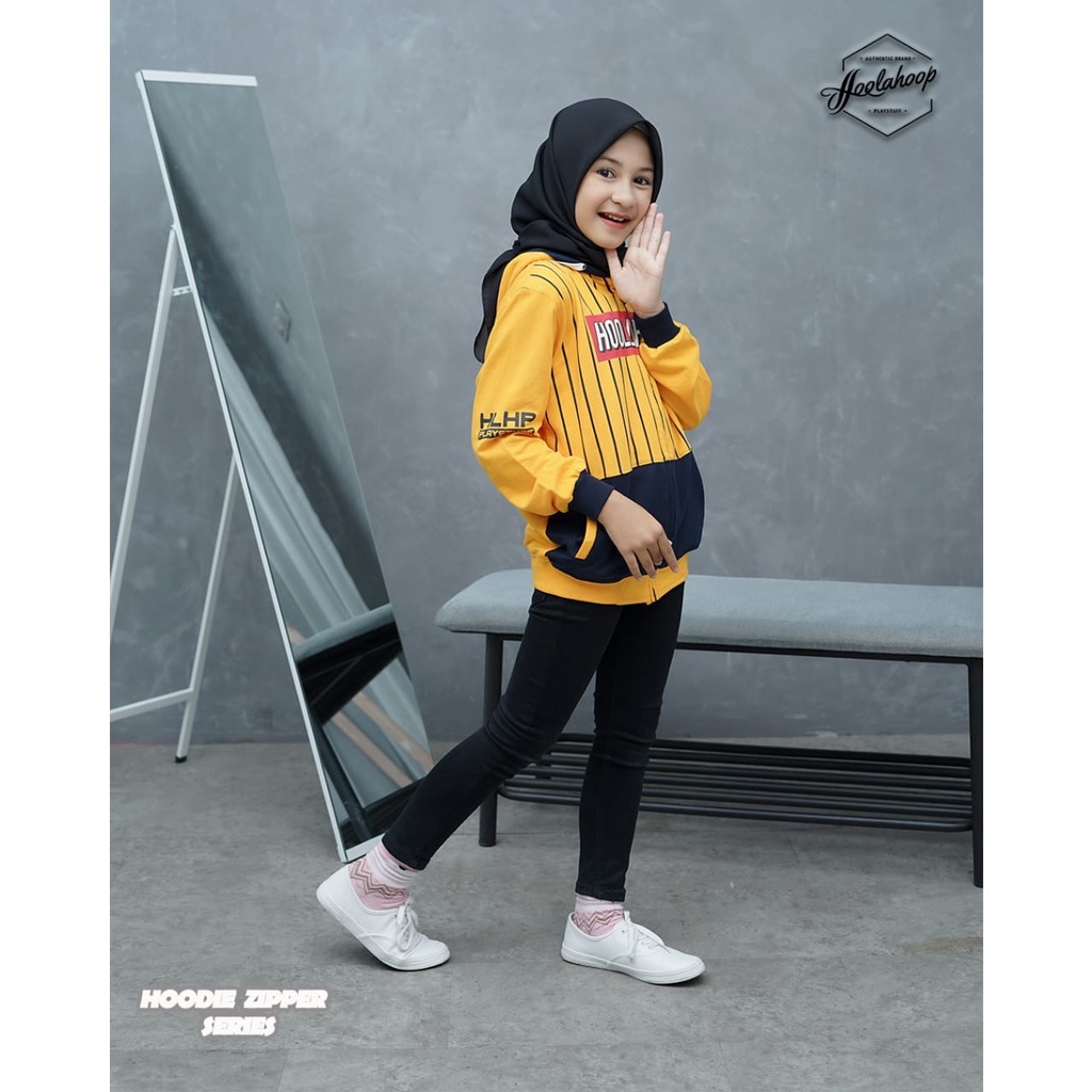 JAKET ANAK HOODIE ZIPPER UNISEX USIA 4-12 TAHUN