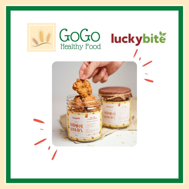 

Cemilan Snack Makanan Ringan Sehat - Luckybite Oatmeal Cookies Almond